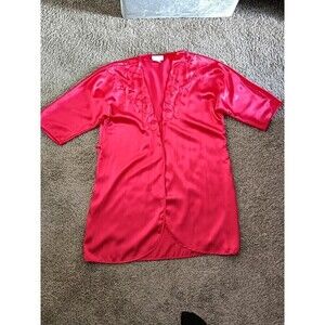 Inner Most Robe Size Medium Woman's Red Embroidered Satin Silky Vintage